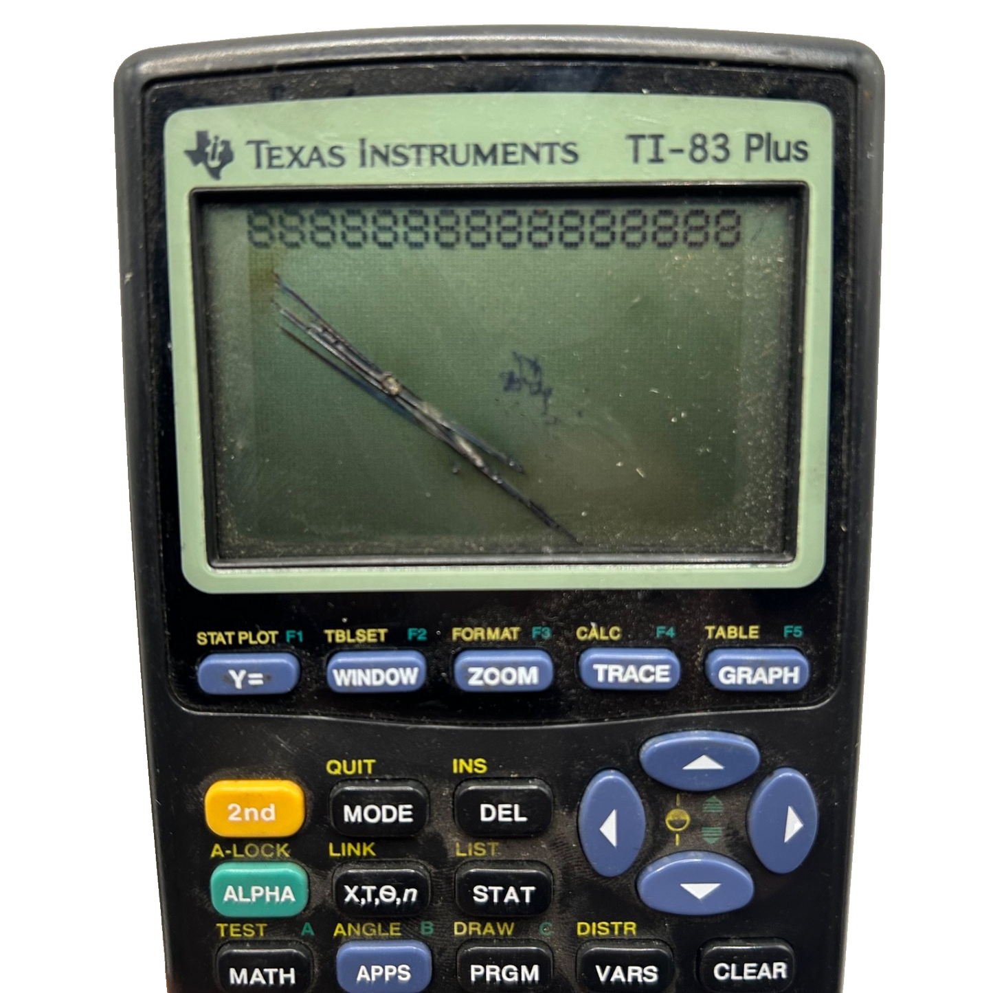 Texas Instruments TI-83 Plus Graphing Calculator w/ Cover – Tested, Screen Crack