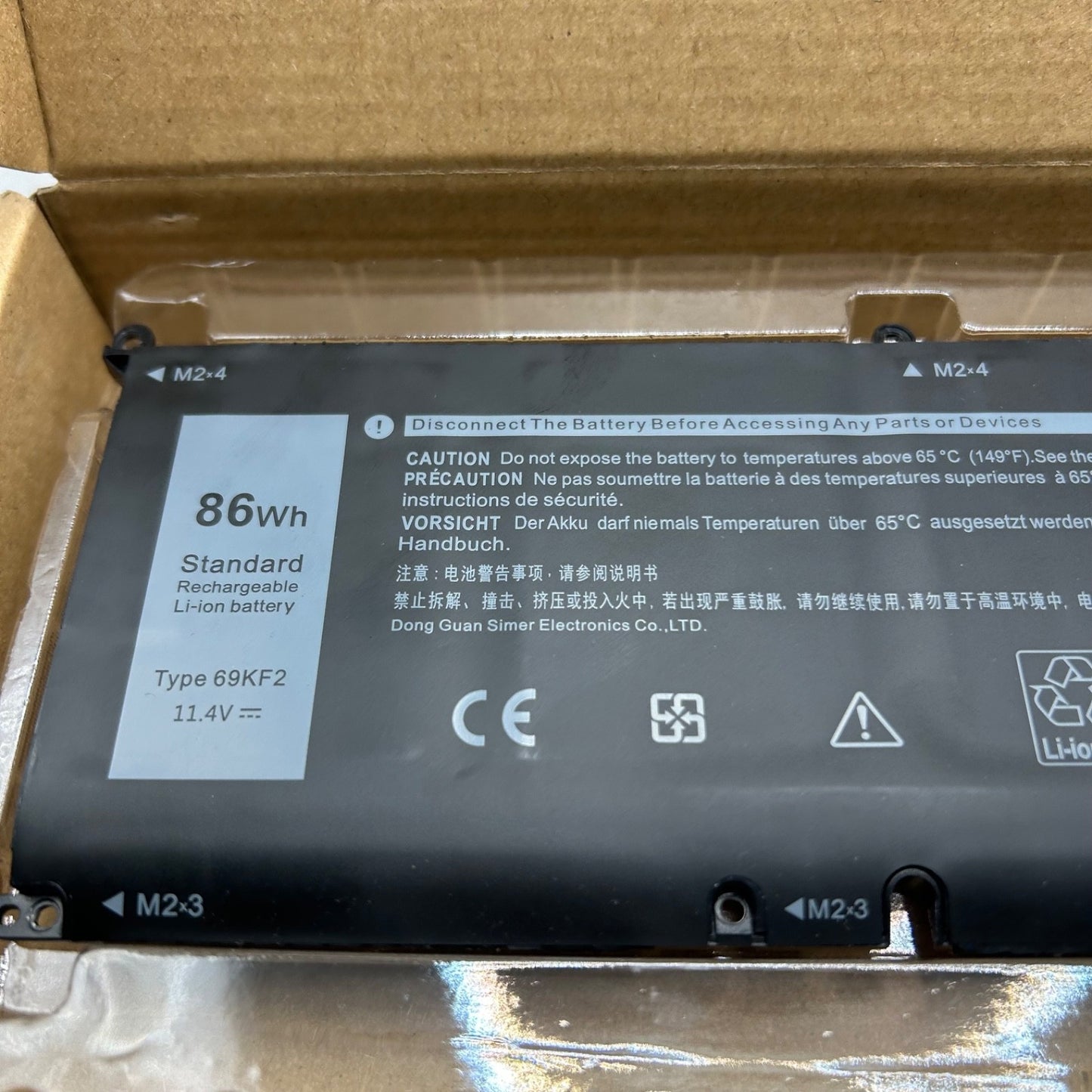 Dell 69KF2 Laptop Battery 86Wh 11.4V Standard Rechargeable – Open Box