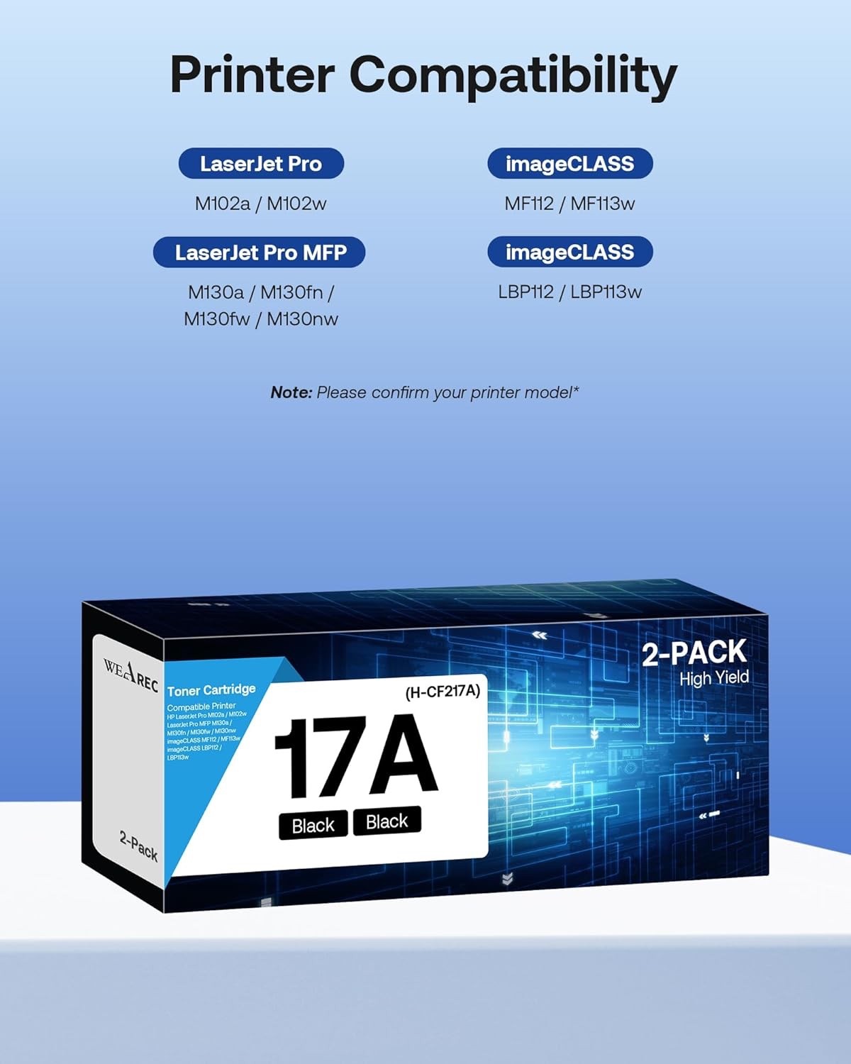 Compatible HP 17A CF217A Toner Cartridge 2-Pack for LaserJet Pro M102 M130