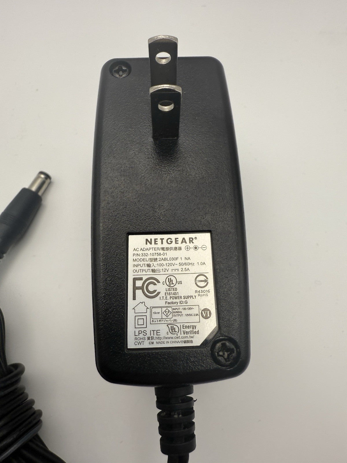 Netgear AC Adapter Power Supply PN 332-10758-01 Model 2ABL030F OEM Tested