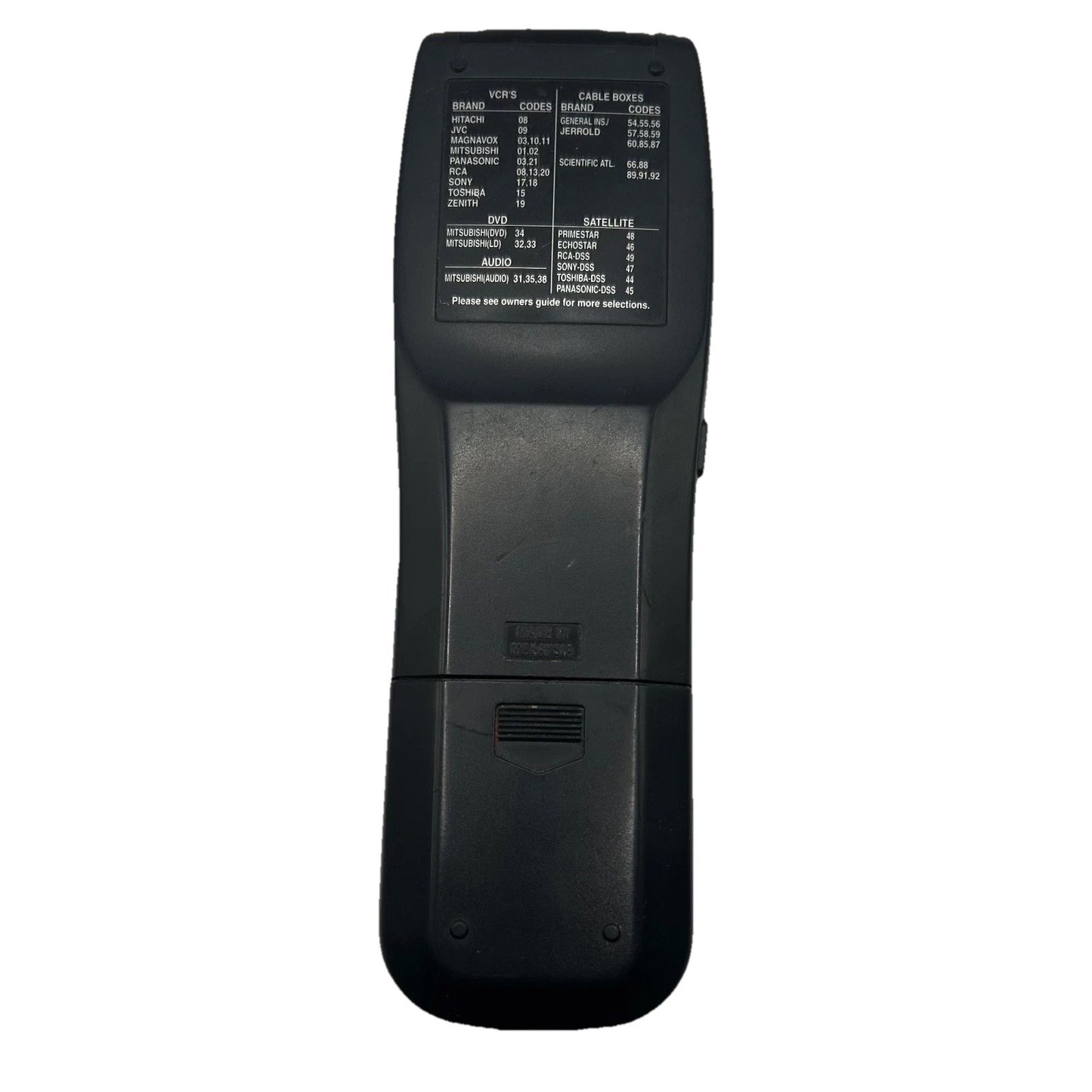 Mitsubishi TV Guide Plus+ Remote Control OEM for TV VCR DVD Cable