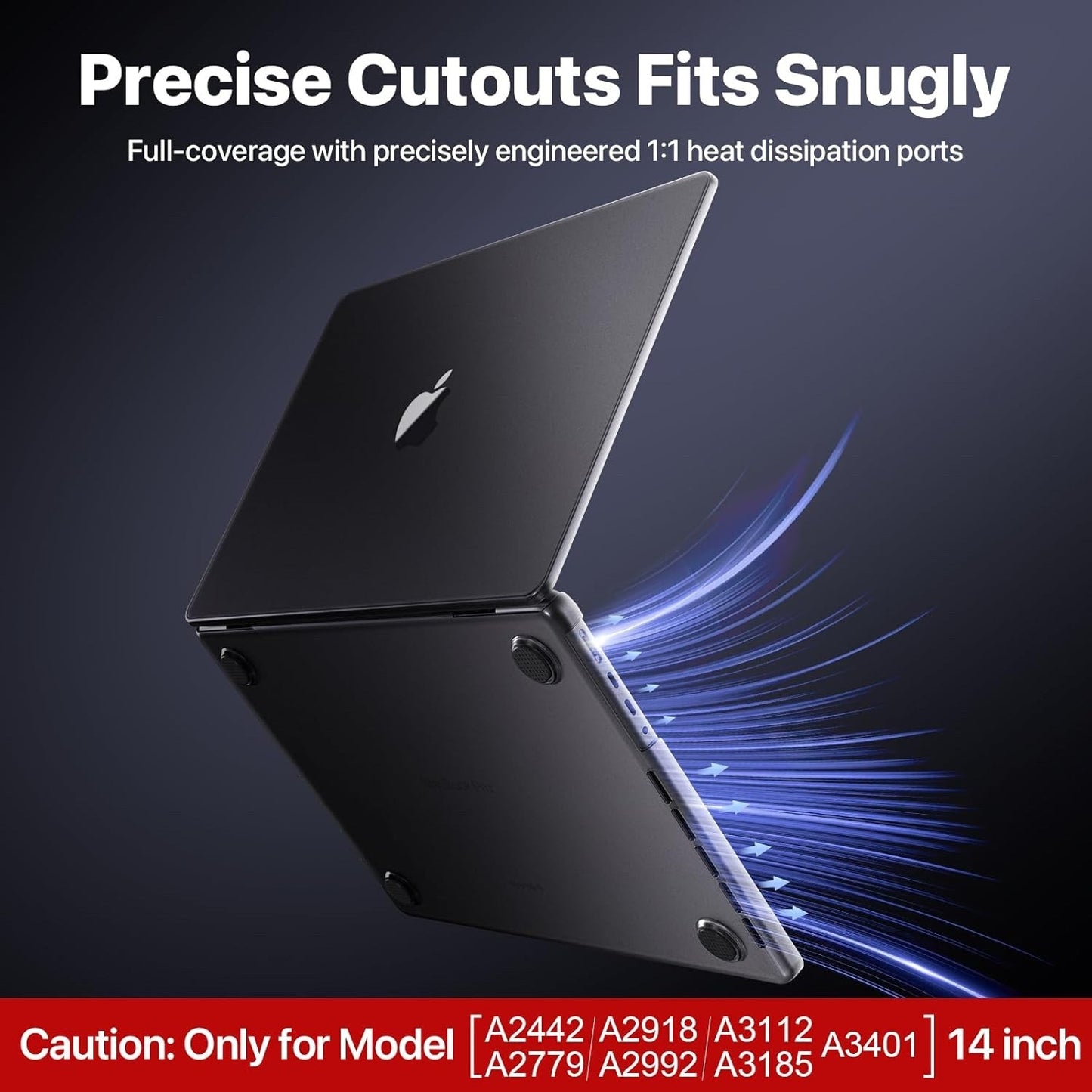 Soonjet MacBook Pro 14" Case 2024-2021 Hard Shell Matte Space Black Clear