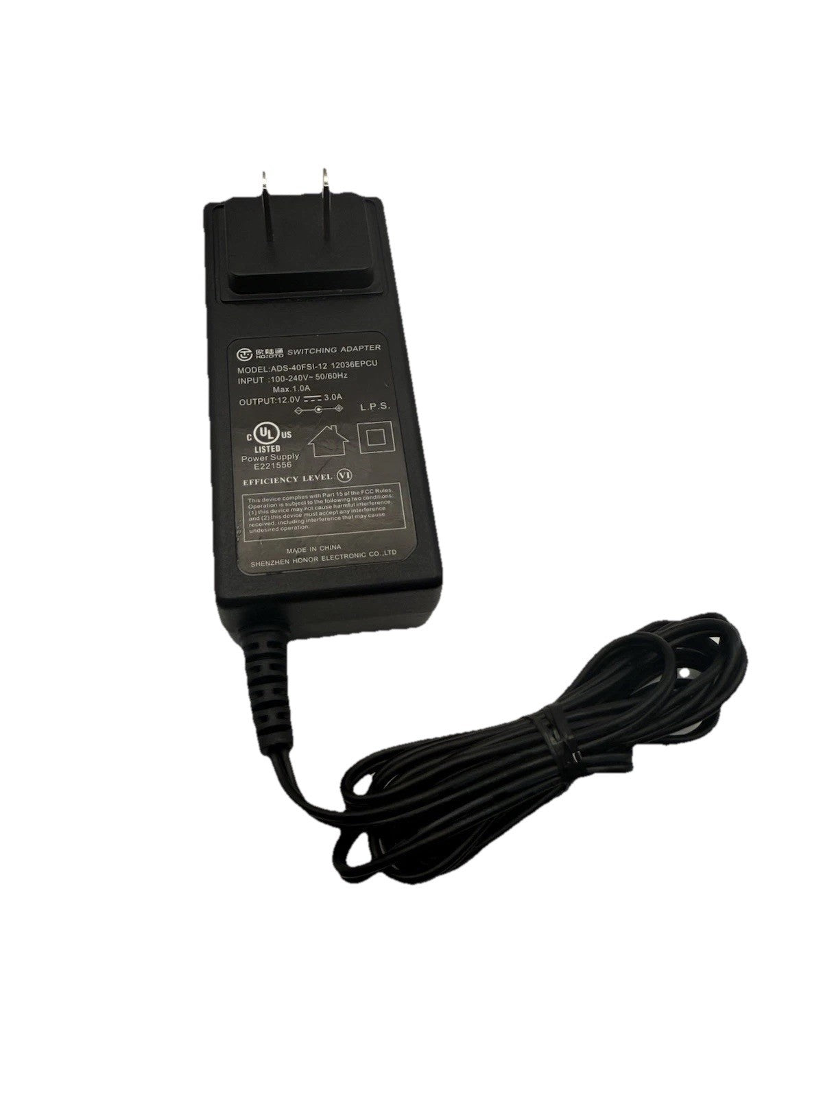 Hoioto ADS-40FSI-12 120300EPCU-L 12V 3.0A AC Power Adapter Switching Supply