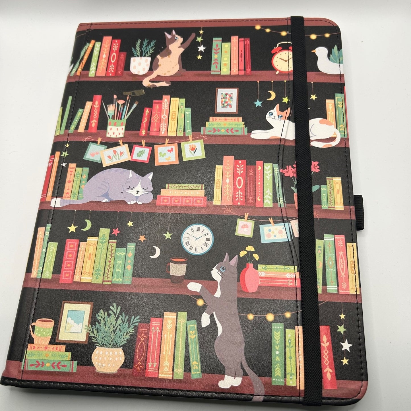 iPad Pro 13" 2024 Case M4 – Bookshelf Cat Design, Pencil Holder, Stand