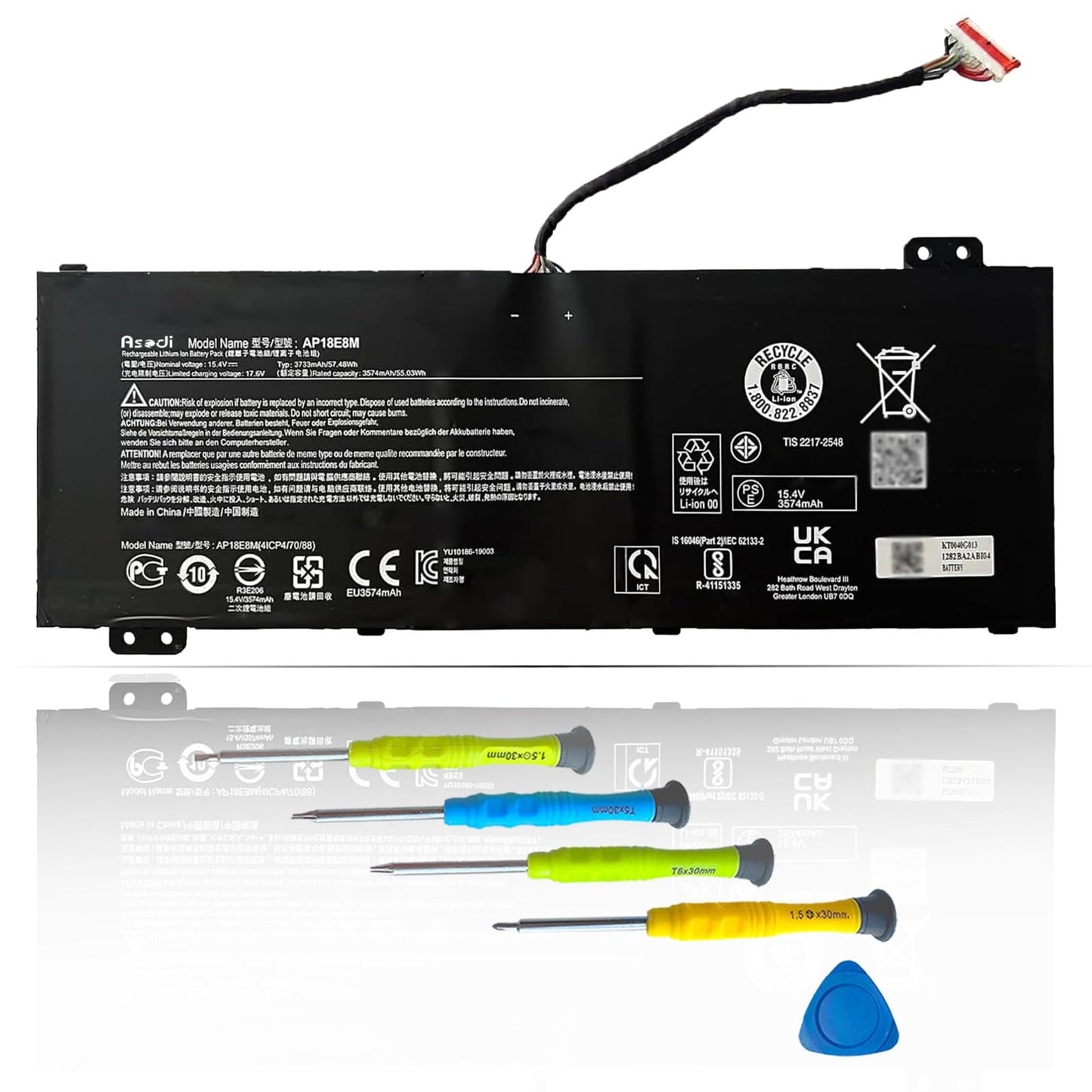 ASODI AP18E8M AP18E7M Laptop Battery 57.48Wh for Acer Aspire Nitro Predator Swif