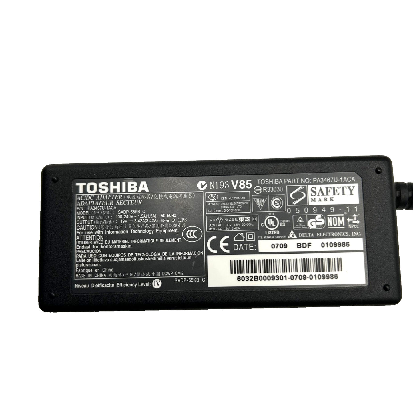 Toshiba PA3467U-1ACA 19V 3.42A Laptop AC Adapter SADP-65KB B – OEM Charger