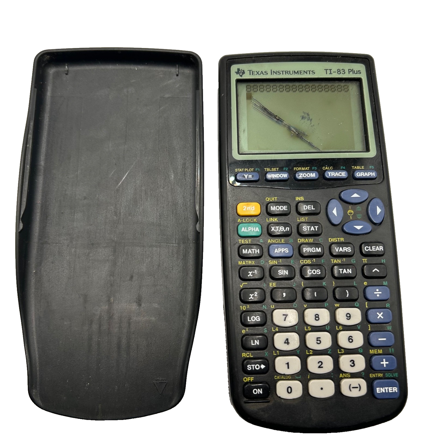 Texas Instruments TI-83 Plus Graphing Calculator w/ Cover – Tested, Screen Crack