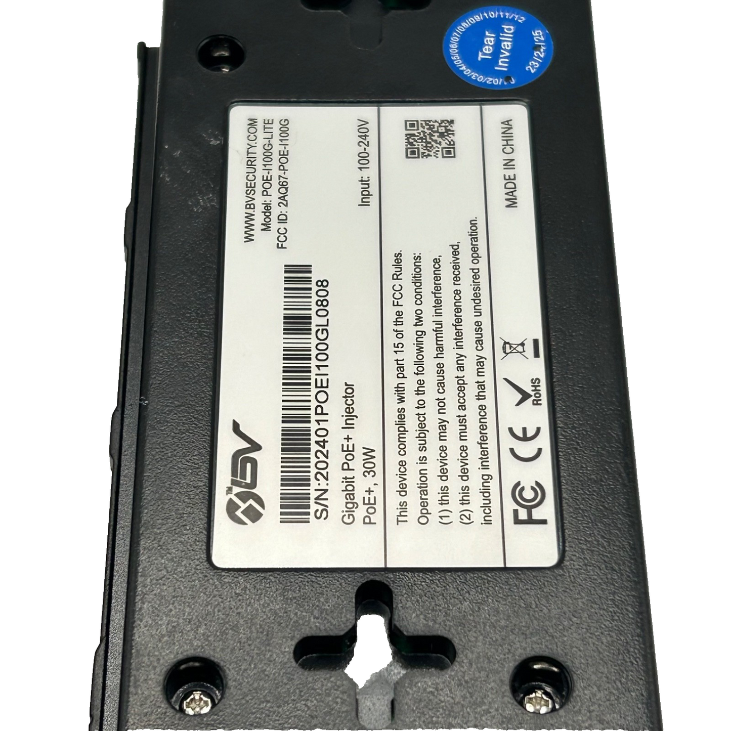 BV-Tech POE-I100GL Gigabit PoE+ Injector 30W Power over Ethernet with Cable