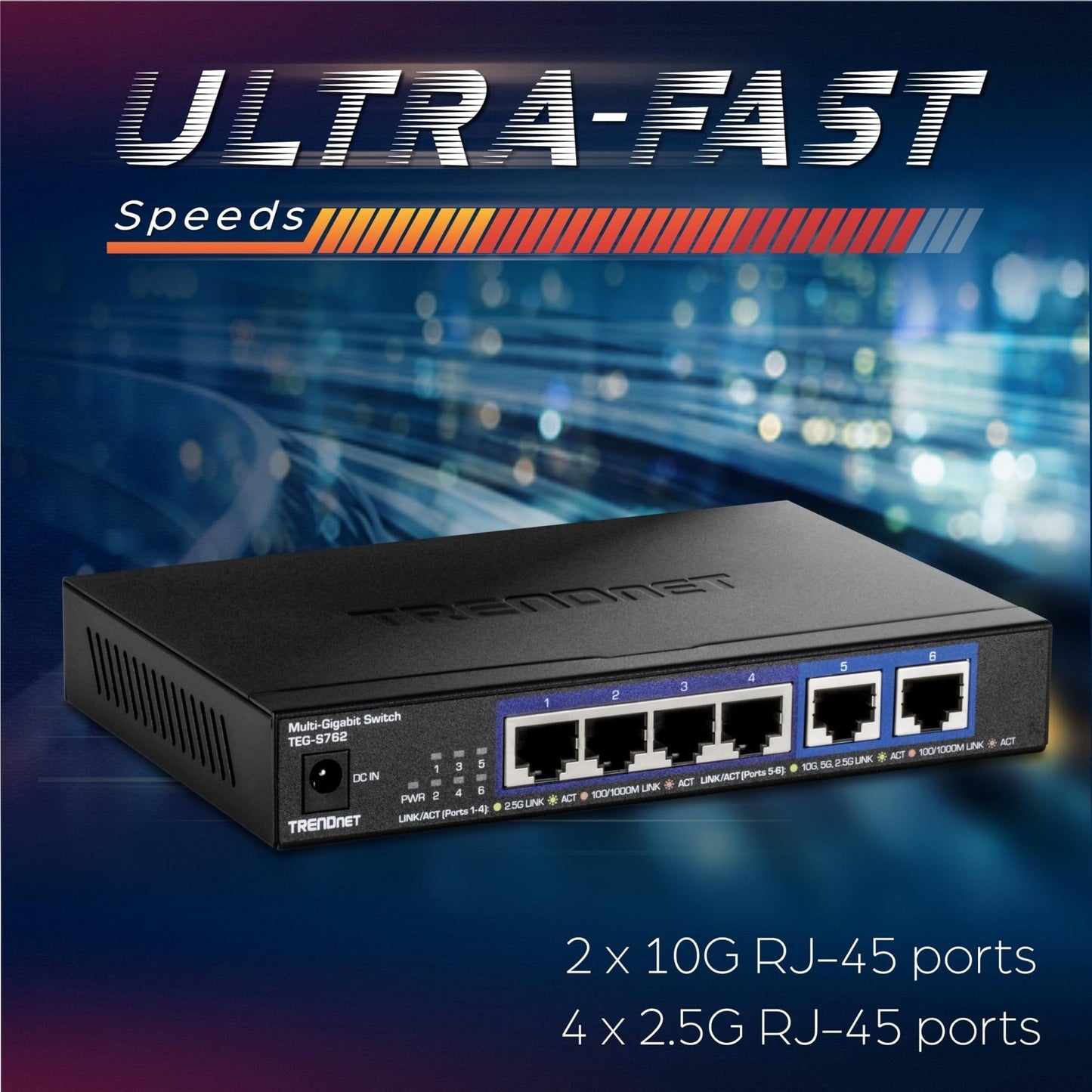TRENDnet TEG-S762 Multi-Gigabit 6-Port Network Switch 4x2.5G 2x10G RJ45 Open Box