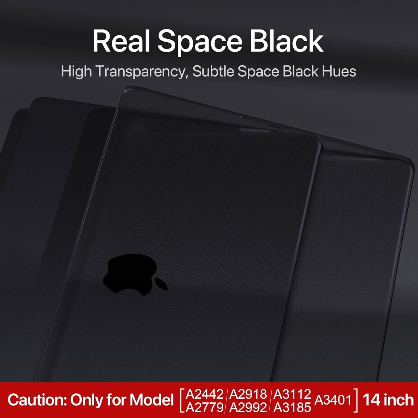 Soonjet MacBook Pro 14" Case 2024-2021 Hard Shell Matte Space Black Clear