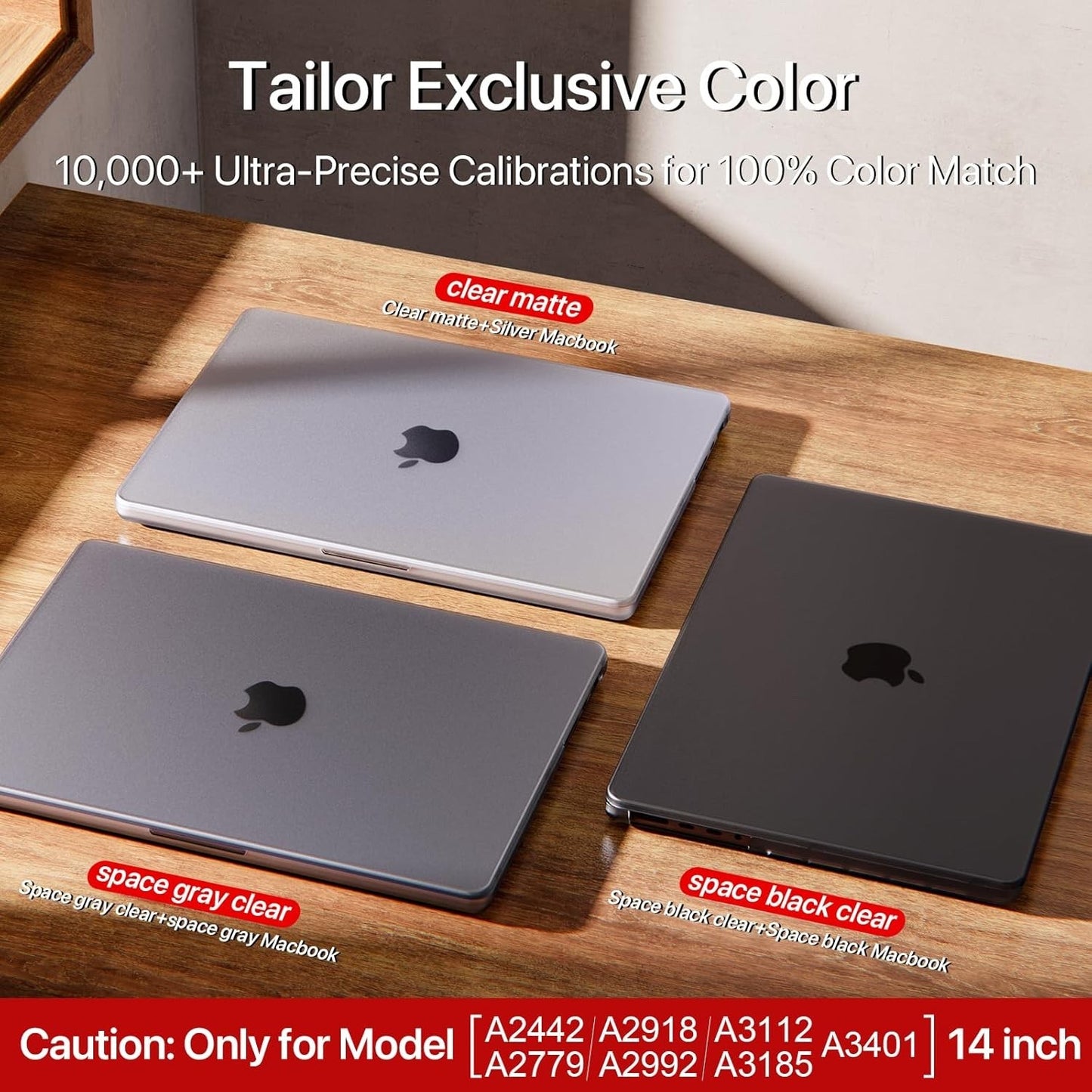 Soonjet MacBook Pro 14" Case 2024-2021 Hard Shell Matte Space Black Clear