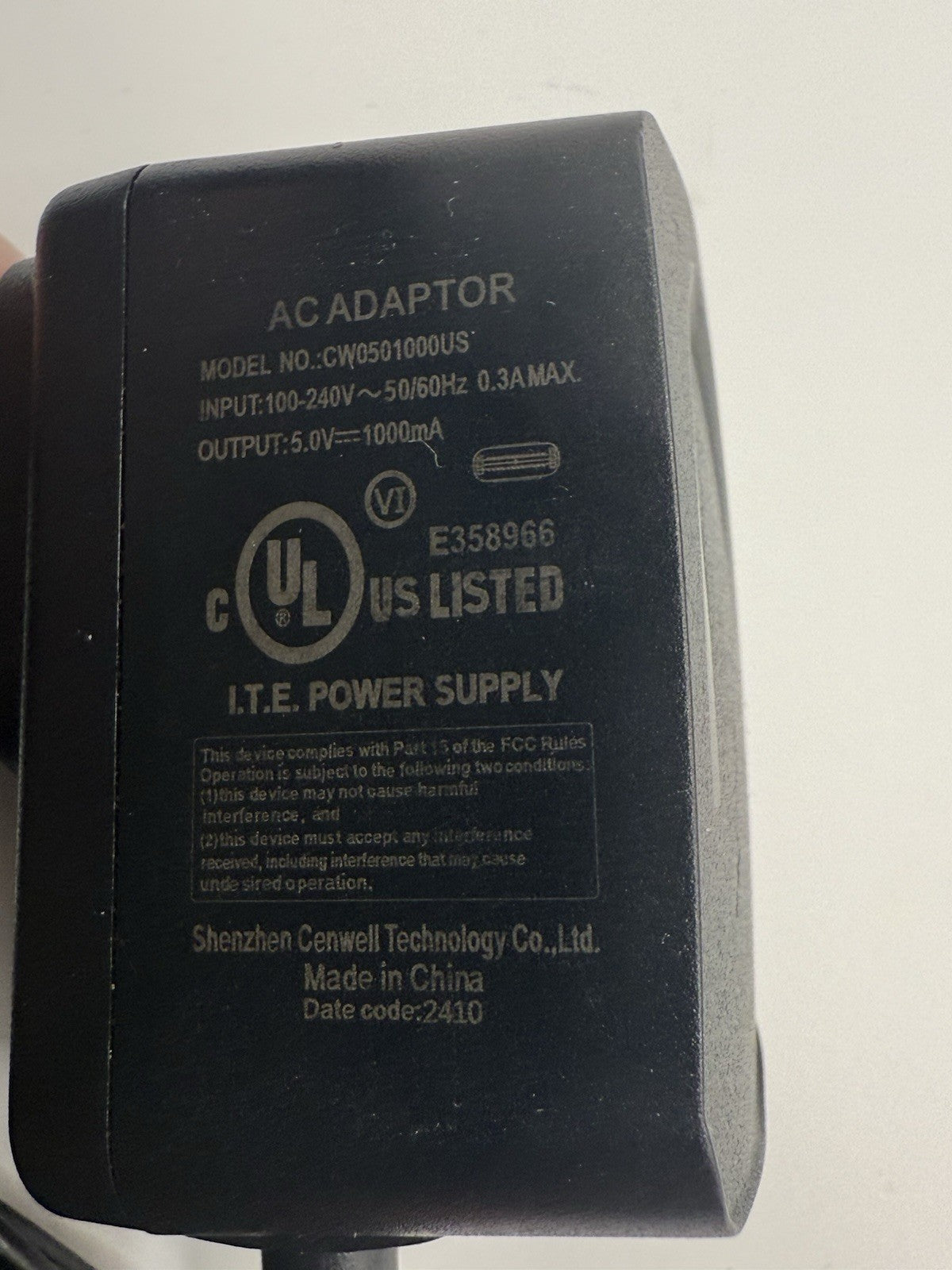 Ac Adapter CW0501000us Wall Charger/Power Supply Replacement Part UBC C