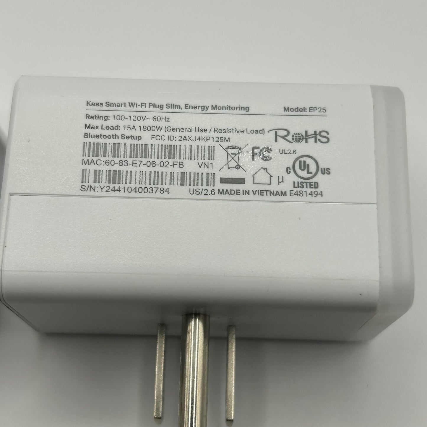 2x Kasa Smart Wi-Fi Plug Slim EP25 Energy Monitoring Outlet Alexa Google HomeKit