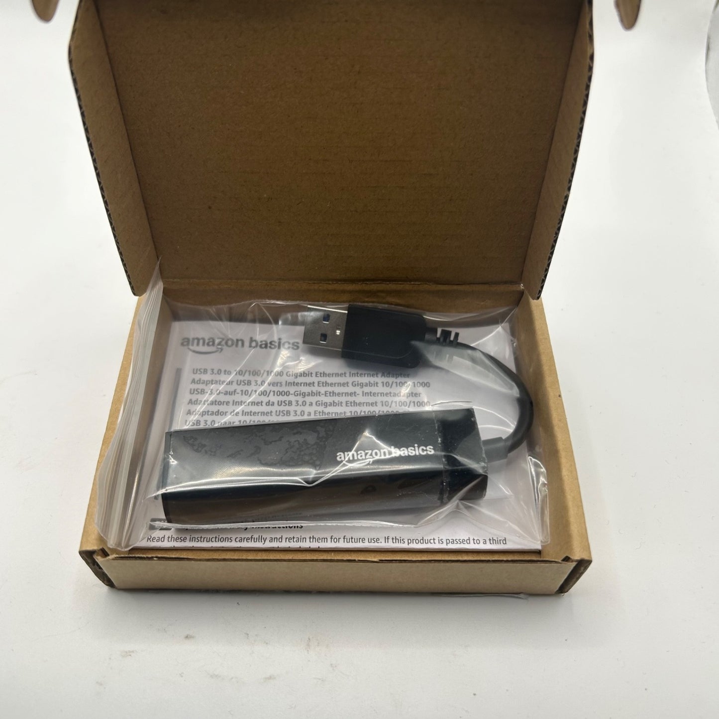 Amazon Basics USB 3.0 to Gigabit Ethernet Adapter Black OPENBOX