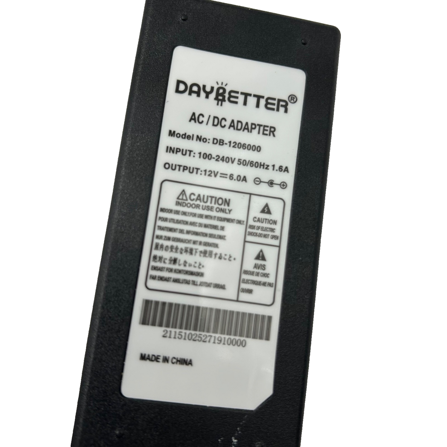 DAYBETTER 12V 6A Power Supply Adapter DB-1206000 for LED Strip Lights