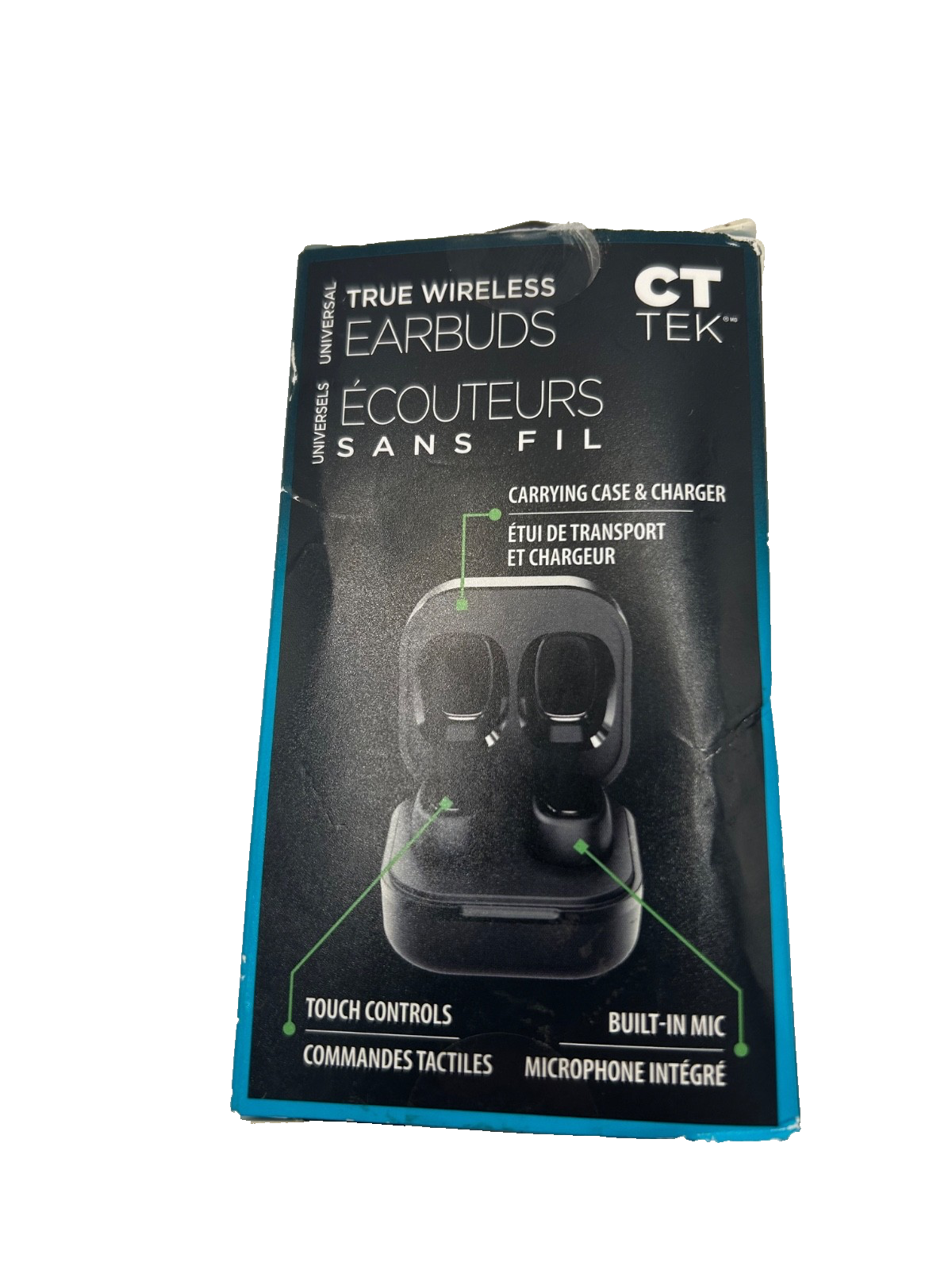 CT Tek Ultra Pro Series True Wireless Earbuds w/ Charging Case – Black