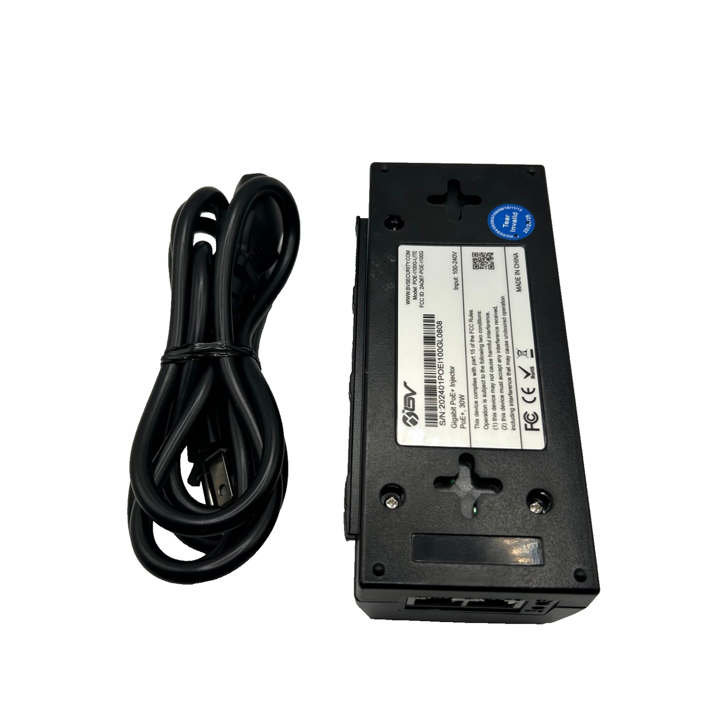 BV-Tech POE-I100GL Gigabit PoE+ Injector 30W Power over Ethernet with Cable