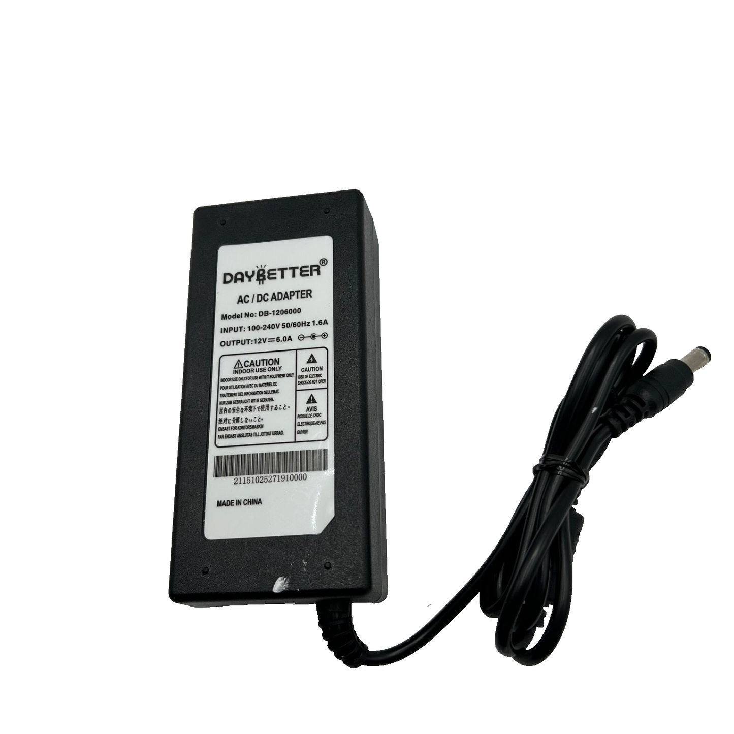 DAYBETTER 12V 6A Power Supply Adapter DB-1206000 for LED Strip Lights