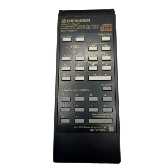 Pioneer CU-PD007 Multi-Play CD Player System Remote Control Unit