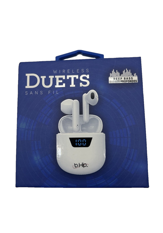 Wireless Duets Earbuds by bHip – Bluetooth 5.0, Touch Control, Digital Display