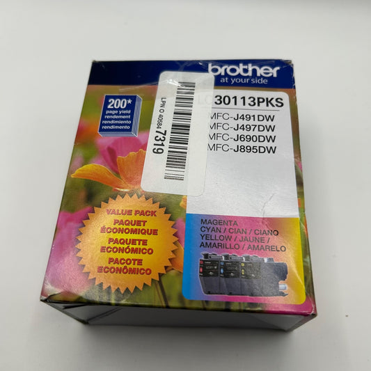 Brother LC30113PKS 3-Pack Ink Cyan Magenta Yellow for MFC-J491DW J895DW
