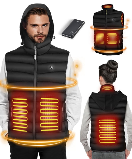 JRH Heated Vest w/ Hood & 10000mAh Battery – Unisex Lightweight Winter Gear
