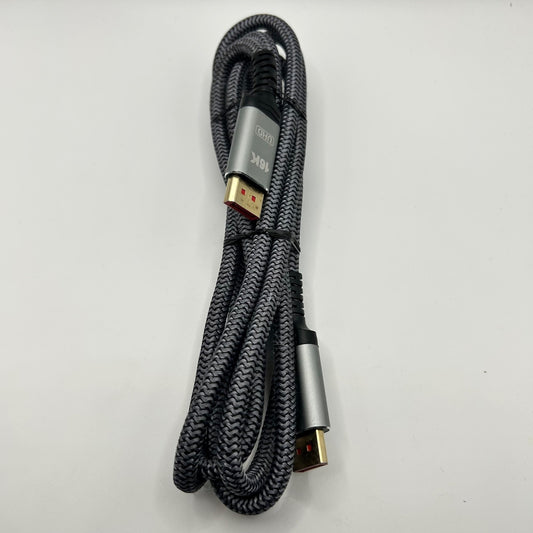 6FT DisplayPort Cable 1.4 UHD 16K Braided High-Speed DP to DP Cord – Gray