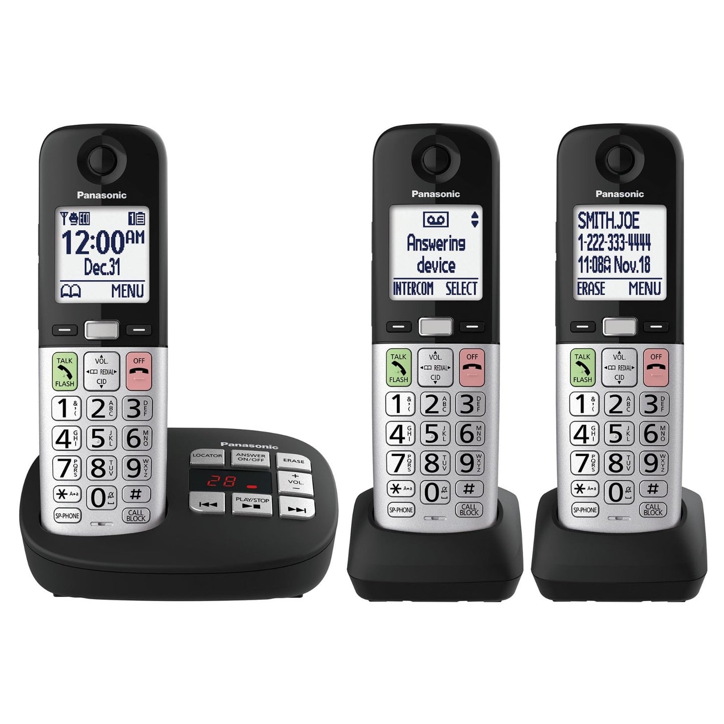 Panasonic KX-TGU433B Cordless Phone System 3 Handsets Answering Machine OPENBOX