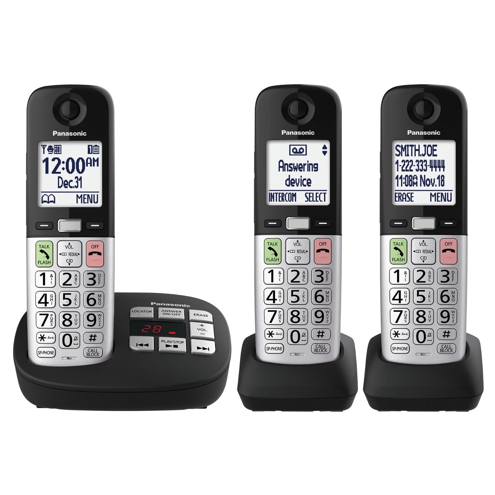 Panasonic KX-TGU433B Cordless Phone System 3 Handsets Answering Machine OPENBOX
