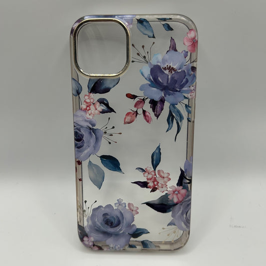 iPhone 14 Plus Clear Floral Case – Purple & Pink Flowers – Slim Protective