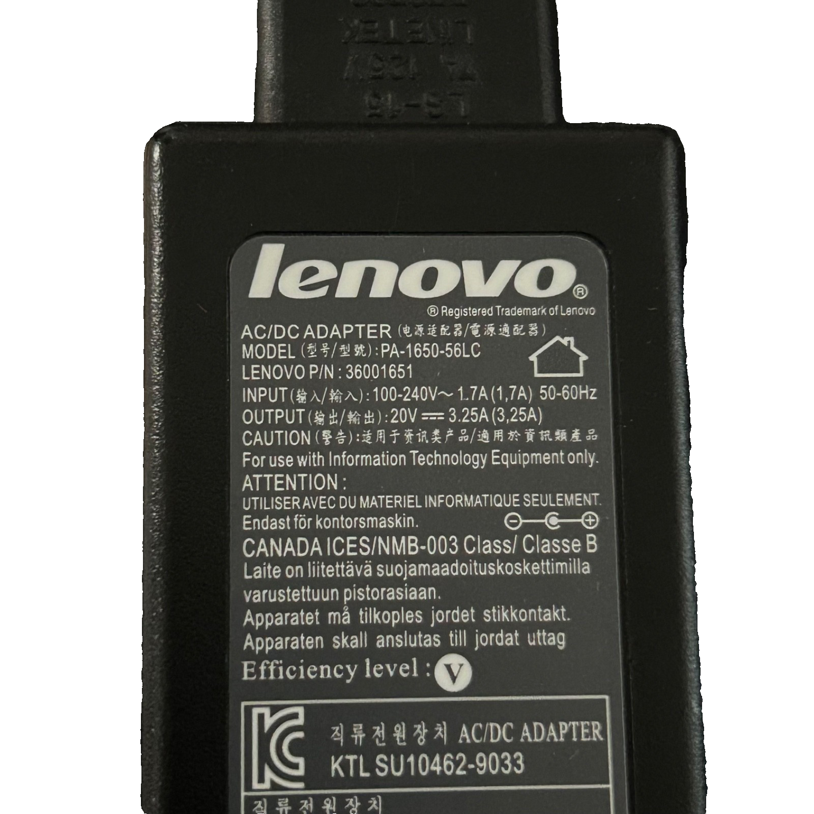 Lenovo AC Adapter PA-1650-56LC 20V 3.25A 65W 36001651 Laptop Charger