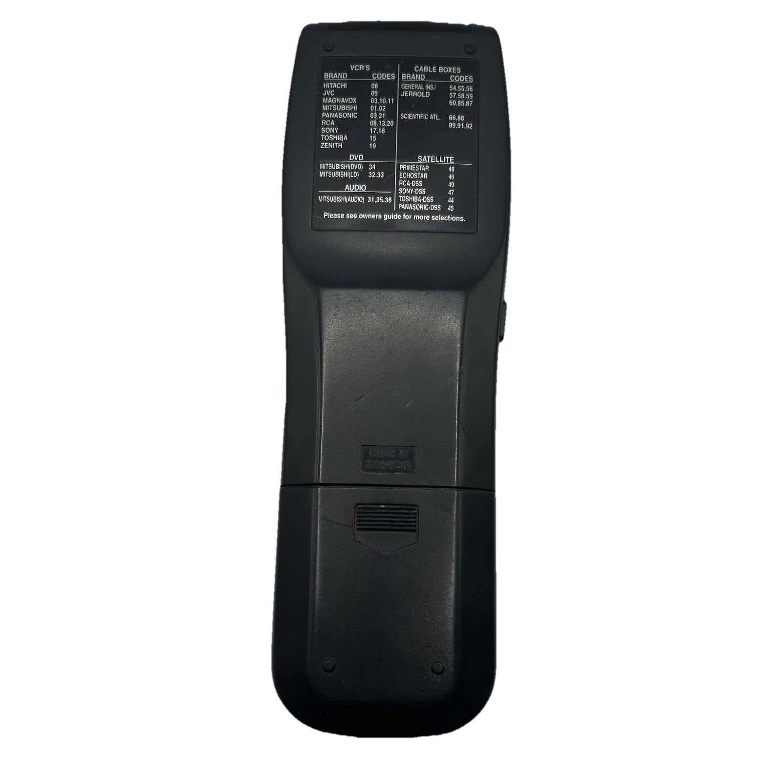 Mitsubishi TV Guide Plus+ Remote Control OEM for TV VCR DVD Cable