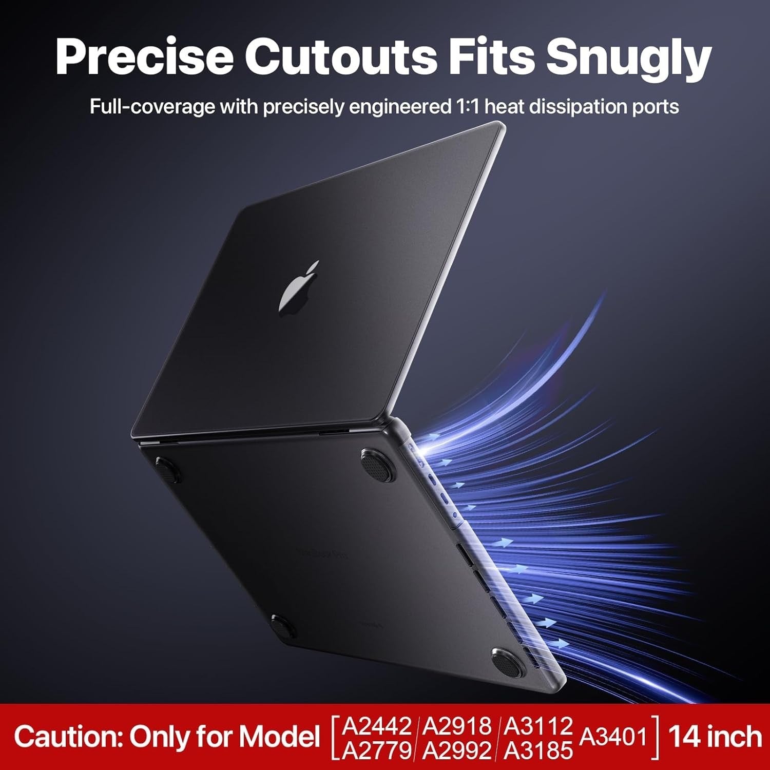 Soonjet MacBook Pro 14" Case 2024-2021 Hard Shell Matte Space Black Clear