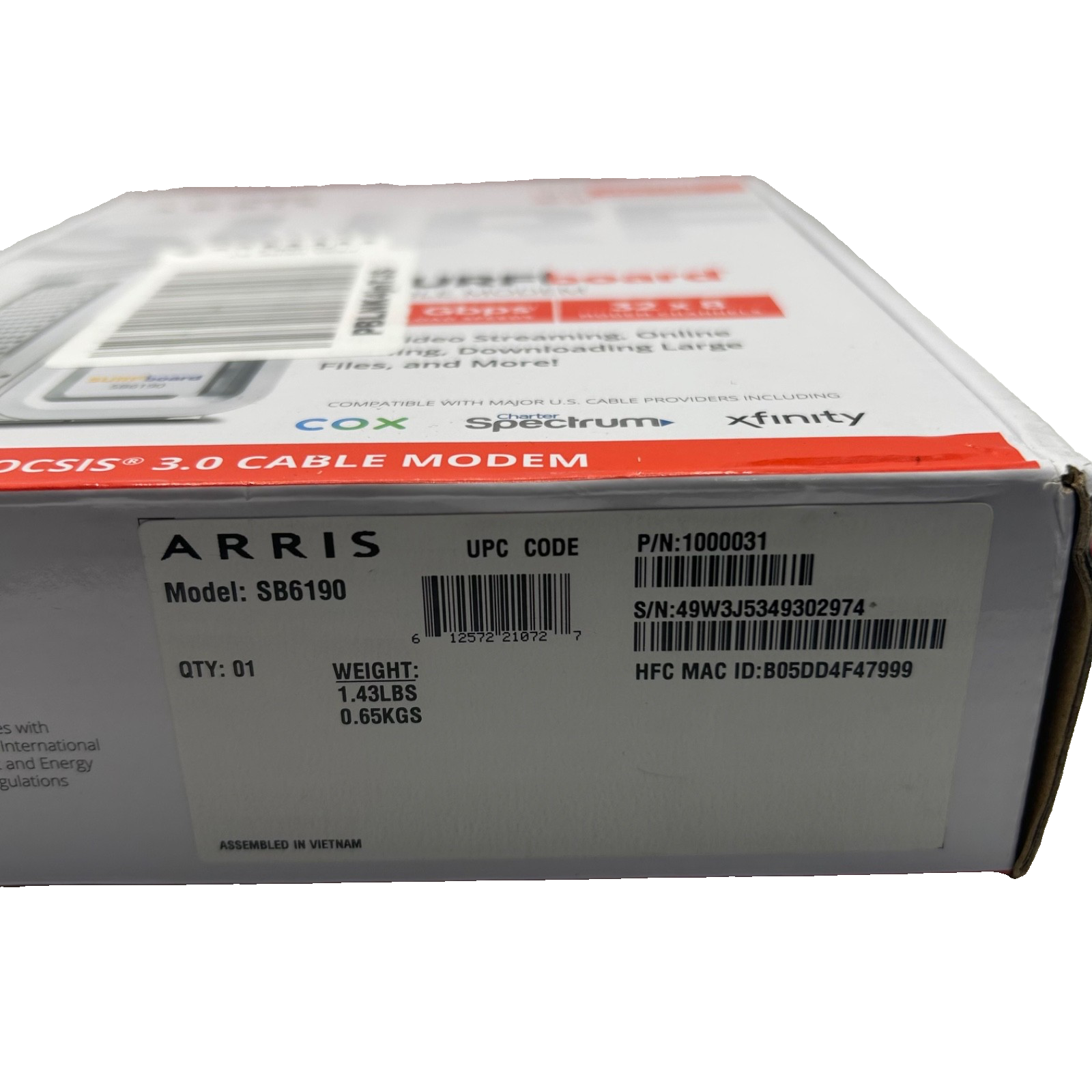 NEW ARRIS SURFboard SB6190 DOCSIS 3.0 Cable Modem 32x8 1Gbps Spectrum Xfinity