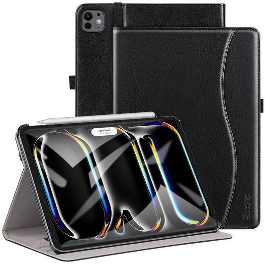 ZtotopCase iPad Pro 11" Case 2024 M4 5th Gen PU Leather Smart Cover Black