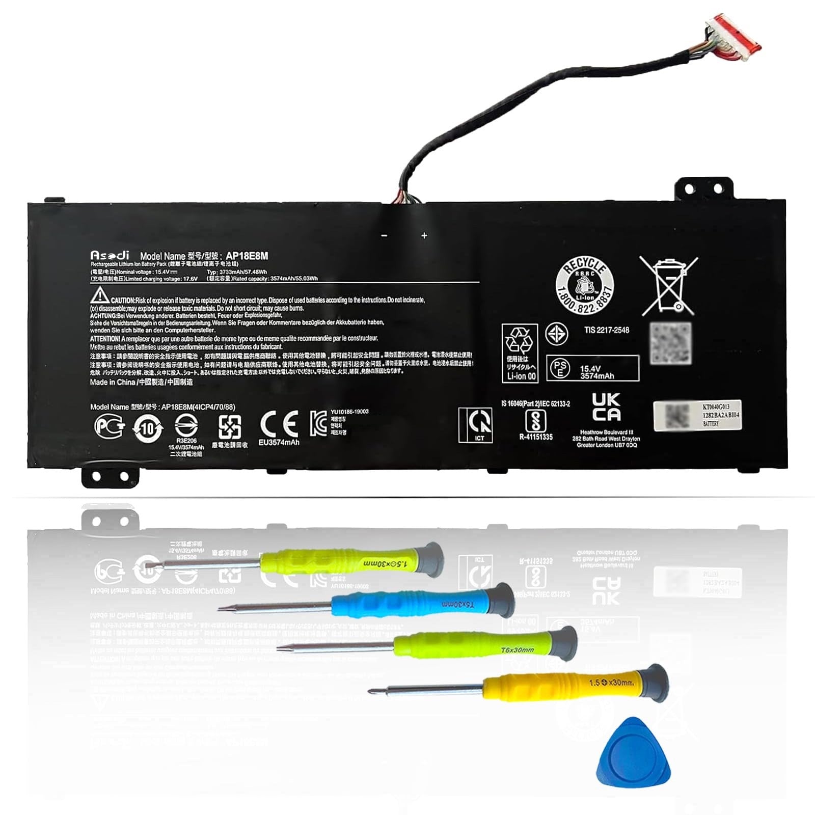 ASODI AP18E8M AP18E7M Laptop Battery 57.48Wh for Acer Aspire Nitro Predator Swif