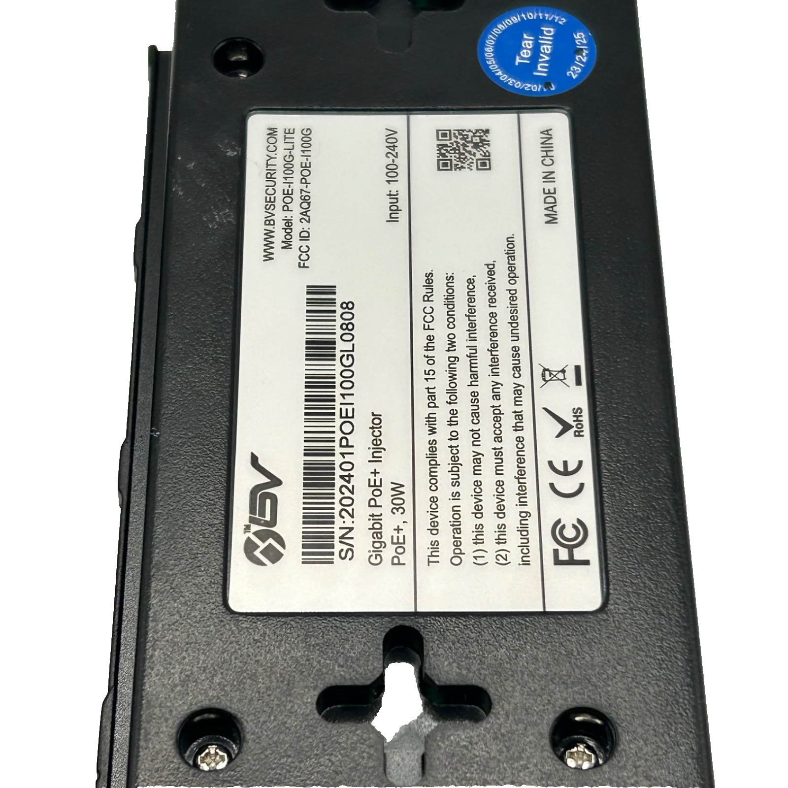 BV-Tech POE-I100GL Gigabit PoE+ Injector 30W Power over Ethernet with Cable