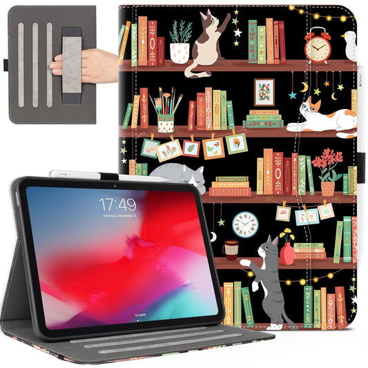 iPad Pro 13" 2024 Case M4 – Bookshelf Cat Design, Pencil Holder, Stand