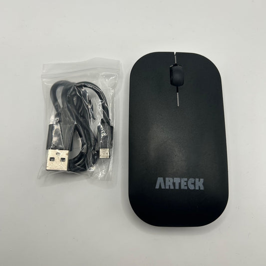 Arteck MR158 Bluetooth Wireless Mouse – Rechargeable Slim Black w/ Cable