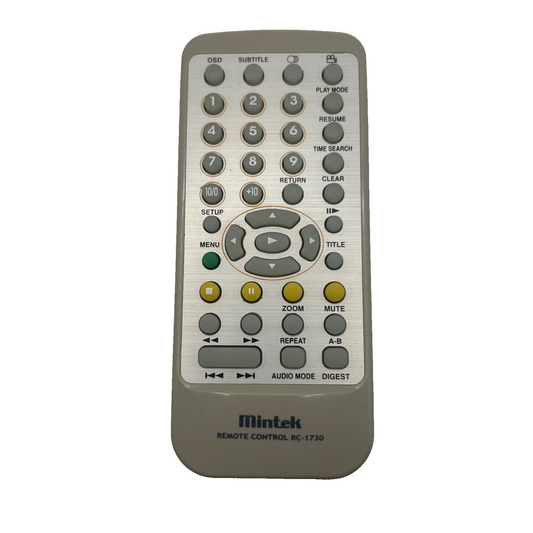 Mintek RC-1730 Remote Control for Portable DVD Player - Tested