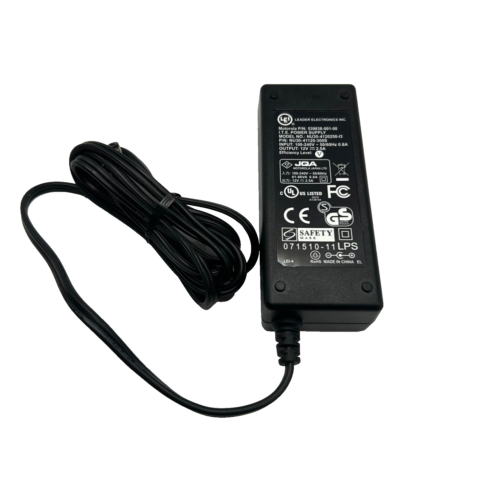 Motorola 12V 2.5A Power Adapter NU30-4120250-I3 539838-001-00 (No Cable)
