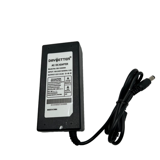 DAYBETTER 12V 6A Power Supply Adapter DB-1206000 for LED Strip Lights