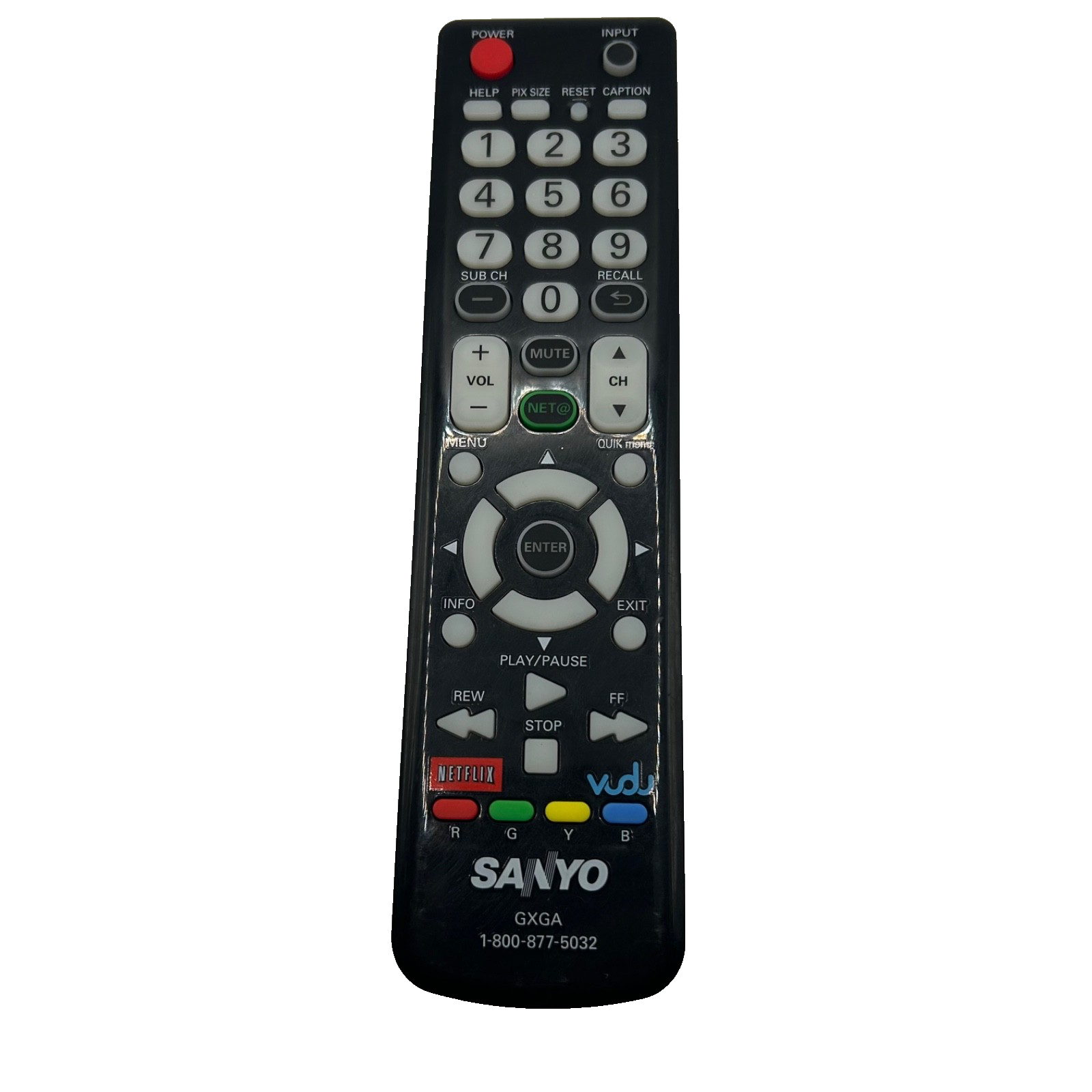 Sanyo GXGA TV Remote Control Netflix Vudu Compatible Replacement Controller
