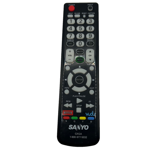 Sanyo GXGA TV Remote Control Netflix Vudu Compatible Replacement Controller