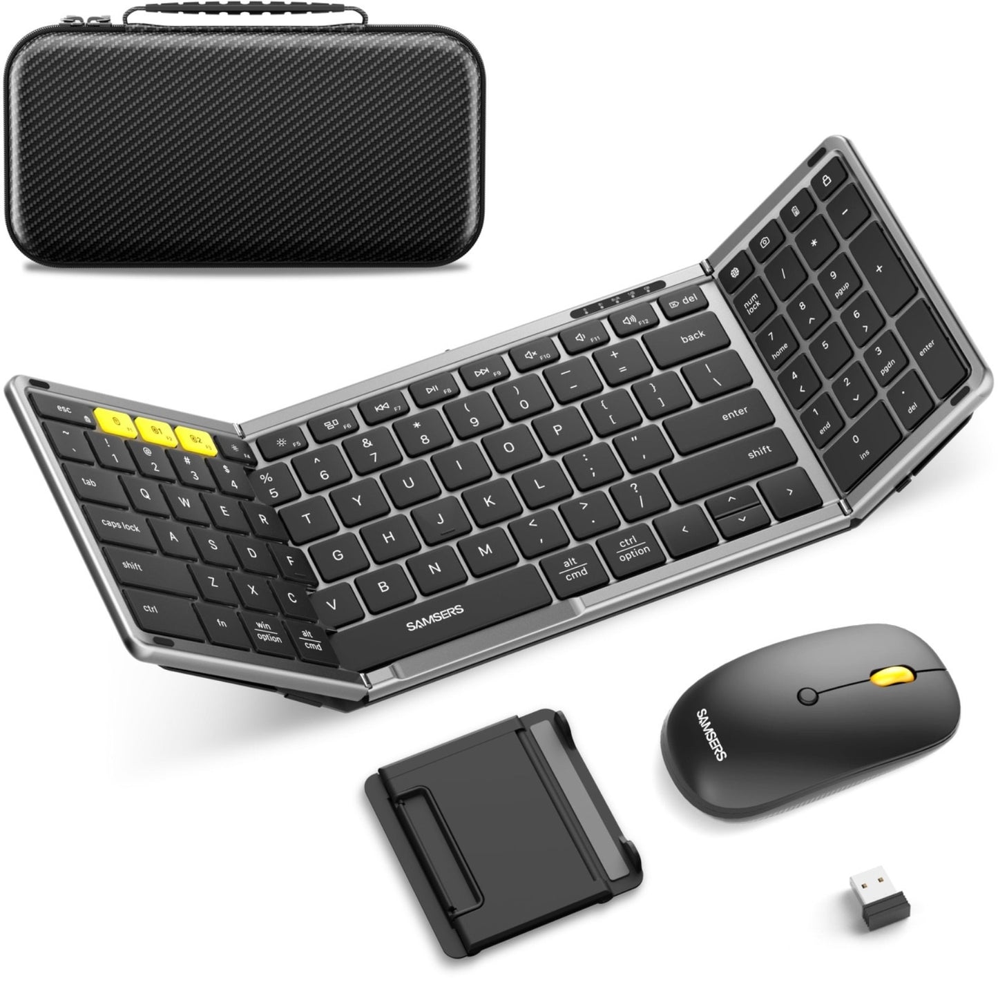Samsers Folding Keyboard & Mouse Combo Bluetooth + 2.4G Wireless