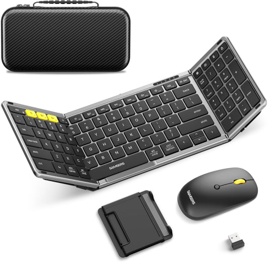 Samsers Folding Keyboard & Mouse Combo Bluetooth + 2.4G Wireless