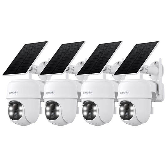 Cinnado B6 2K Wireless Outdoor Security Cameras 4‑Pack Solar/Battery Powered