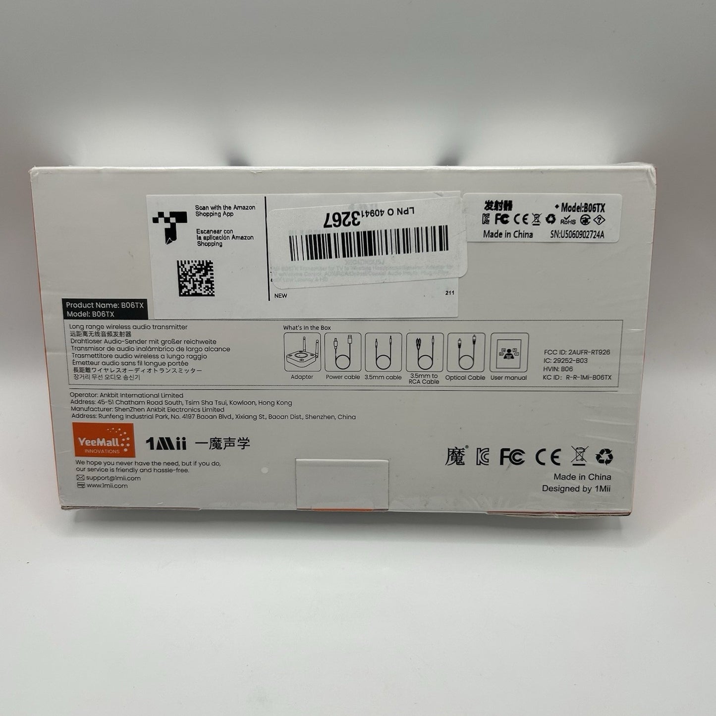 1Mii B06TX Bluetooth 5.2 Long Range Audio Transmitter – New