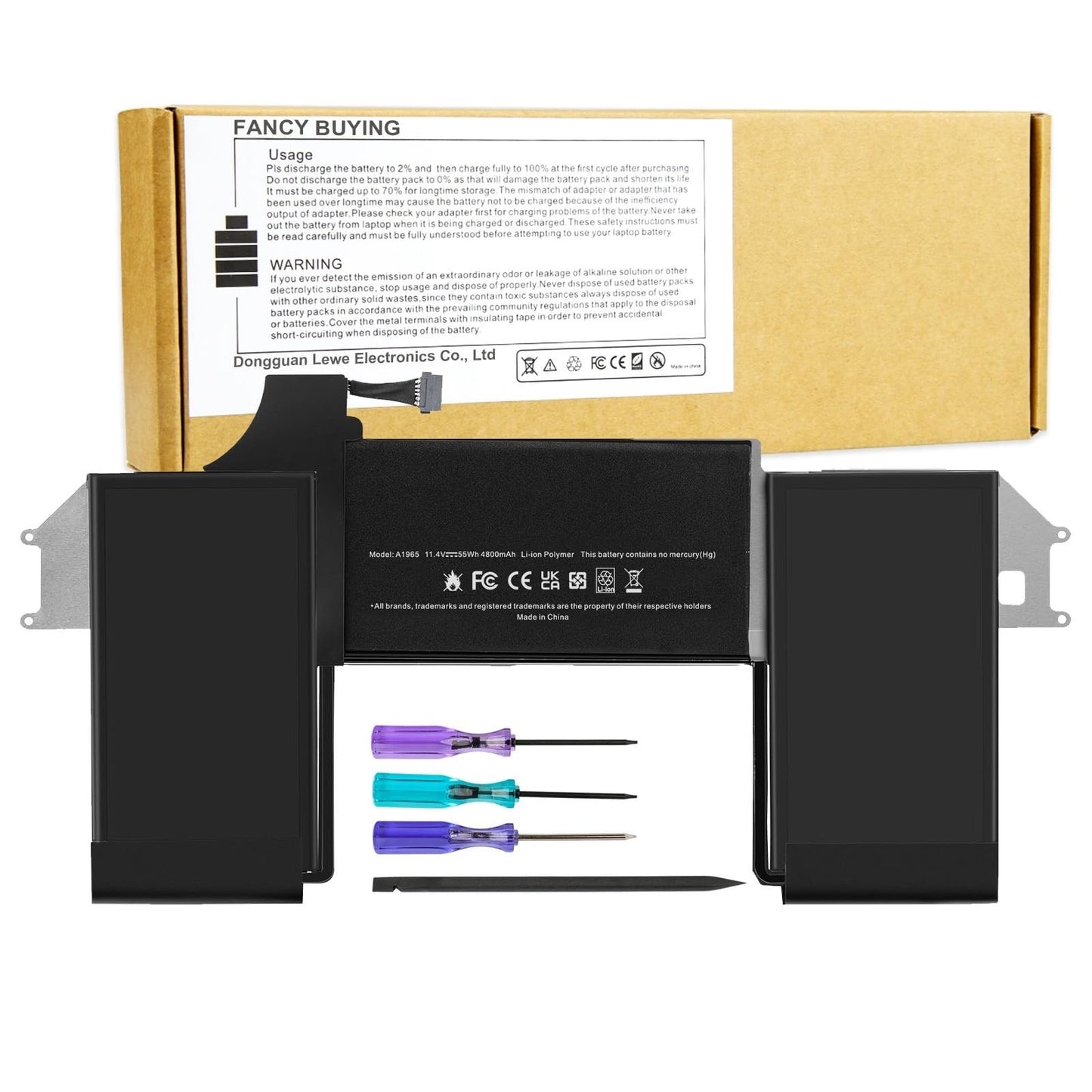 A1965 Battery MacBook Air 13” A1932 A2179 2018–2020 Open Box + Tools