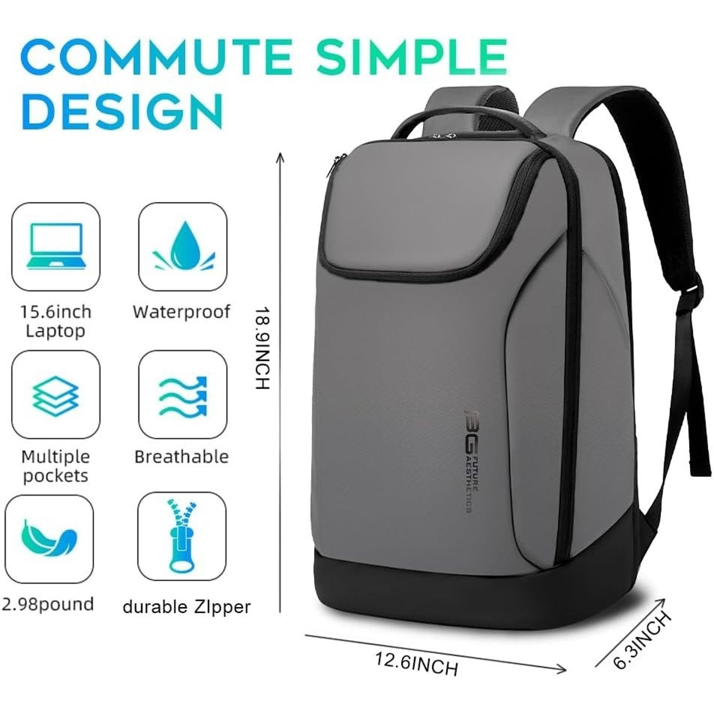 BANGE Business Commute Backpack Waterproof 15.6 in Laptop Travel Bag